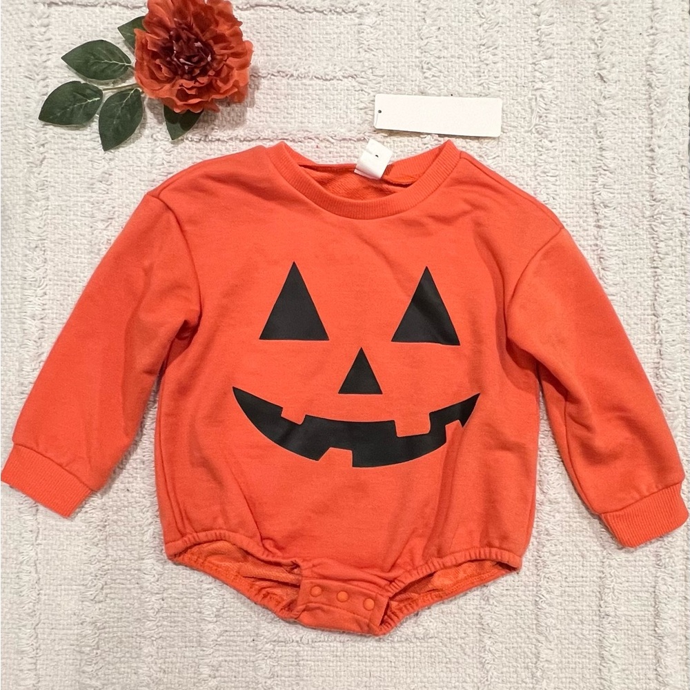 SHEIN Pumpkin Oversized Romper- Size 9-12